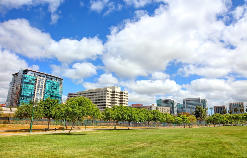 Will Insurance Cover a Knee Scooter in San Jose? San Jose, CA skyline picture from a park.