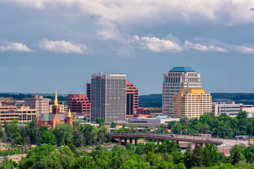 Colorado Springs aerial view downtown